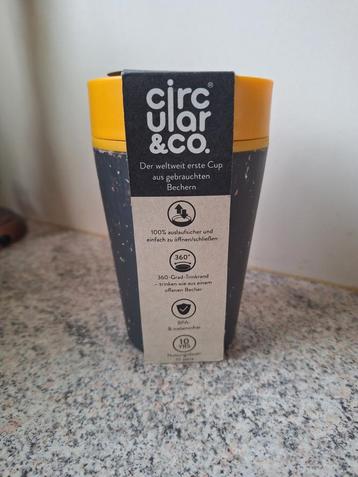 Nieuwe herbruikbare koffiebeker Circular&Co cup zwart/geel