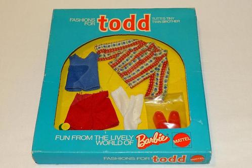 Vintage Barbie Todd kleding in verpakking Mattel 1973, Verzamelen, Poppen, Zo goed als nieuw, Kleertjes, Verzenden