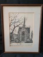 Ets Weerderhuys/Herv.Kerk Valkenswaard L.v.Gent -gesigneerd!, Antiek en Kunst, Kunst | Etsen en Gravures, Ophalen of Verzenden