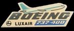 Boeing 737-400 Luxair pin, Verzamelen, Speldjes, Pins en Buttons, Verzenden, Nieuw, Transport, Speldje of Pin