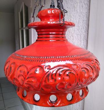 Vintage Rode Aardewerk Hanglamp Germany/Italy  beschikbaar voor biedingen