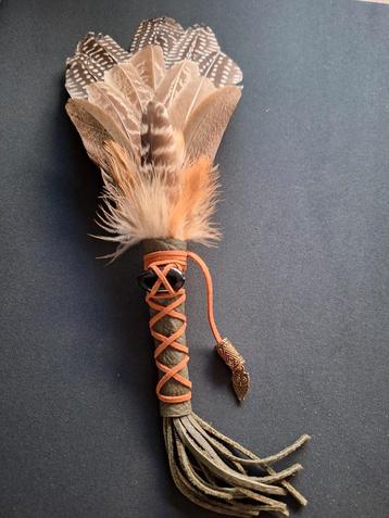 Smudge verenwaaier/ feather fan met onyx beschikbaar voor biedingen