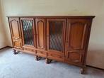 Massief houten, servieskast, vitrinekast, vintage, antiek, Huis en Inrichting, Kasten | Dressoirs, Ophalen, Gebruikt, Kersenhout