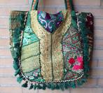 Patchwork India hippy tas tote bag XL strandtas GROEN GOUD, Sieraden, Tassen en Uiterlijk, Tassen | Damestassen, Ophalen of Verzenden