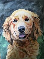 Schilderij golden retriever, Minder dan 50 cm, Nieuw, Ophalen of Verzenden, Schilderij
