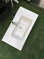 Porseleinen wasbak met RVS kraan, Ophalen, Gebruikt, Rvs, Wastafel