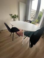 Witte ovale tafel, Ophalen, 200 cm of meer, Zo goed als nieuw, Vijf personen of meer