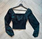 Crop top zwart top basic effen maat s elastiek!, Zwart, Ophalen of Verzenden, Zo goed als nieuw, Lange mouw
