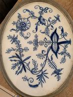 Antiek Dienblad Blauw Bloemmotief, Antiek en Kunst, Ophalen of Verzenden