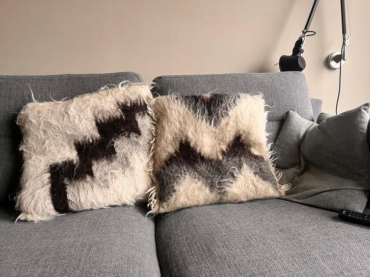 Malagoon zigzag kussens!, Huis en Inrichting, Woonaccessoires | Kussens, Zo goed als nieuw, Beige, Vierkant, Ophalen of Verzenden