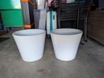 Mooie strakke witte plantenpotten, Tuin en Terras, Kunststof, Rond, Zo goed als nieuw, Minder dan 40 cm