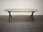 Ovale eettafel HPL beige taupe 220x100, Gebruikt, 100 tot 150 cm, 200 cm of meer, Ophalen of Verzenden