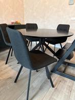 Woood Bruno ronde eettafel + 4 stoelen, Gebruikt, 100 tot 150 cm, Rond, Ophalen of Verzenden