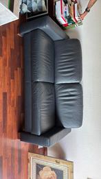 Donkerblauwe leren bank 2,5 ps, Ophalen, Gebruikt, 150 tot 200 cm, Tweepersoons
