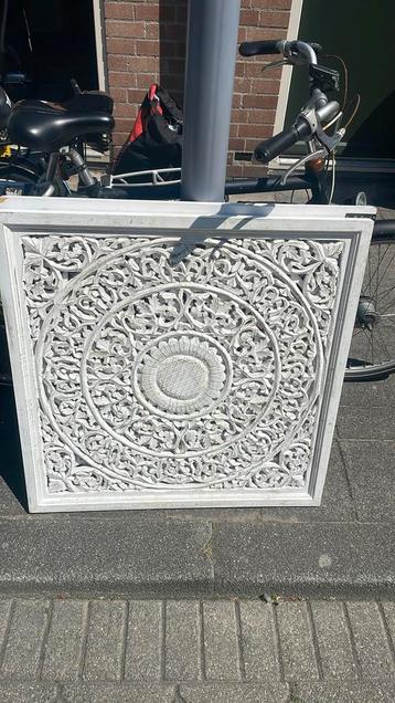 Houten wand decoratie 2x 100*100