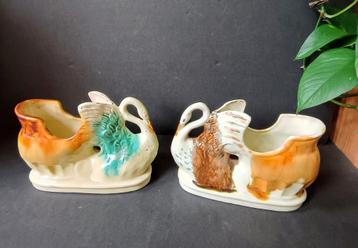 Vintage Zwaan Plantenbakjes - Set van 2 beschikbaar voor biedingen