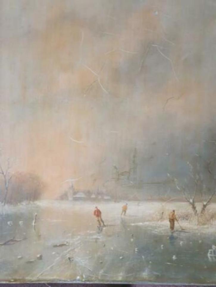 Schilderij op doek winterlandschap Louis Apol., Antiek en Kunst, Kunst | Schilderijen | Klassiek, Ophalen