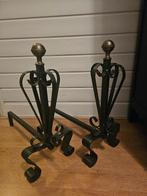 haardscherm smeedijzer firedogs ijzeren vuurhonden, Ophalen of Verzenden