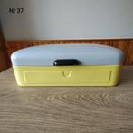 EMAILLE GELE BROODTROMMEL MET GRIJSE DEKSEL., Antiek en Kunst, Antiek | Emaille, Ophalen of Verzenden