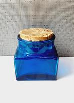 Blauw glazen pot met kurk, Ophalen of Verzenden
