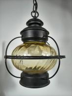Mid Century Lantaarn - Glas en Metaal - 20x33cm, Huis en Inrichting, Lampen | Hanglampen, Gebruikt, Ophalen of Verzenden, Glas