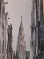 schilderij aquarel  Amsterdam gesigneerd, Ophalen of Verzenden