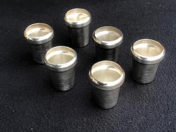 Art Deco Gersyl verzilverde set, 6 stapelbare borrelglaasjes beschikbaar voor biedingen