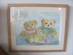 wanddecoratie  lijst aquarel kinderen beren, Ophalen, Zo goed als nieuw