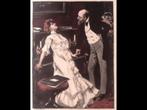 Originele jugendstil prent Leunend tegen de piano, Gebruikt, -, Verzenden, -