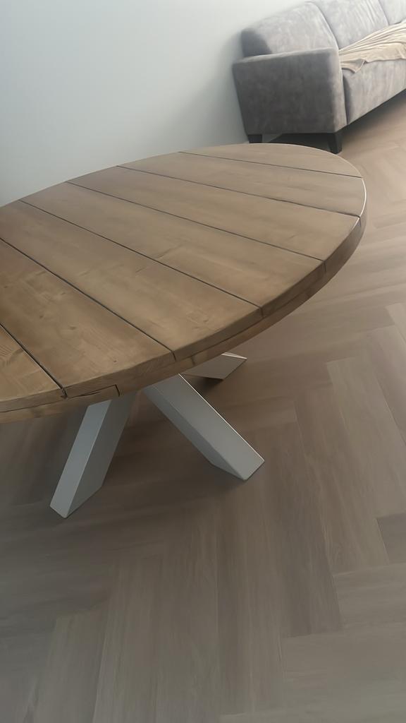 Ronde eettafel 150 cm, Huis en Inrichting, Tafels | Eettafels, Zo goed als nieuw, 100 tot 150 cm, Rond, Ophalen