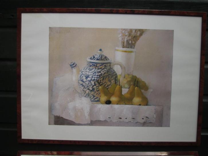 Stilleven Theepot & Peren Lilita Upeniece Kunstdruk 52 x 72, Huis en Inrichting, Woonaccessoires | Schilderijen, Tekeningen en Foto's