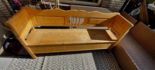 Stevige grenen Klepbank met Opbergruimte, Antiek en Kunst, Antiek | Meubels | Stoelen en Banken, Ophalen