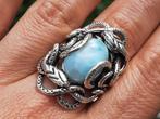 Vanoli 925 zilveren slangen / slang ring met larimar maat 18, Sieraden, Tassen en Uiterlijk, Ringen, Daiva1973@hotmail.com, 18 tot 19