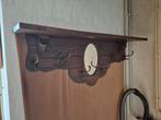 Vintage Houten Wandkapstok met Spiegel, Gebruikt, Minder dan 100 cm, Hout, Ophalen