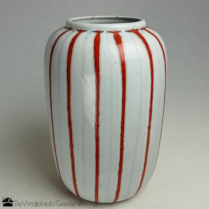 Fel gestreepte vintage fat lava vaas Germany, Antiek en Kunst, Antiek | Vazen, Ophalen of Verzenden