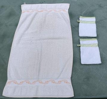 Vintage WITTE LIERTAER badstof handdoek + 2x washandje (H10) beschikbaar voor biedingen