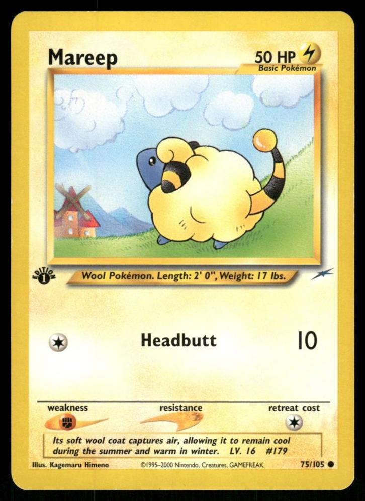 Mareep 75/105 - Neo Destiny (1st edition), Hobby en Vrije tijd, Verzamelkaartspellen | Pokémon, Gebruikt, Verzenden