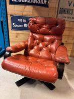 Vintage 70’s Cognac chesterfield look draai fauteuils stoel, Huis en Inrichting, Fauteuils, Ophalen of Verzenden, 75 tot 100 cm