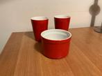 2 rode bekers + 1 ramequin - Hema Ceramic, Huis en Inrichting, Keuken | Servies, Ophalen of Verzenden, Zo goed als nieuw, Overige stijlen