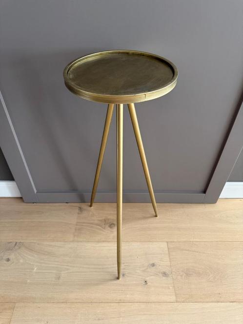 Bijzettafel goud, Huis en Inrichting, Tafels | Bijzettafels, Zo goed als nieuw, Rond, 60 cm of meer, Minder dan 55 cm, Metaal of Aluminium