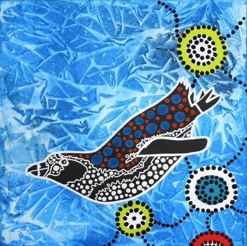 Schilderij van een pinguïn, Antiek en Kunst, Kunst | Schilderijen | Modern, Ophalen of Verzenden