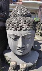 Groot Stenen Tuinbeeld Hoofd van Boeddha 115cm