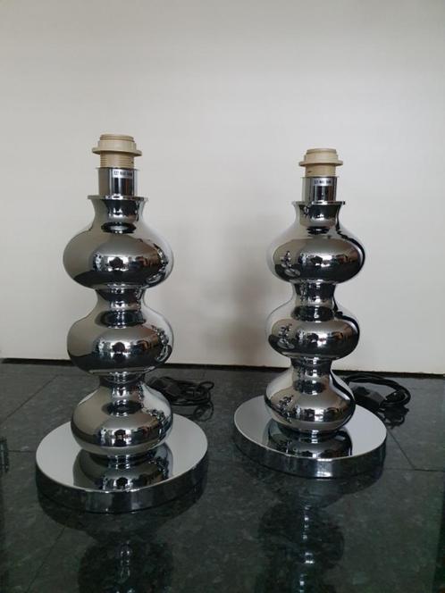 Bollenlamp bollamp tafellamp tafellampen chroom set van 2, Huis en Inrichting, Lampen | Tafellampen, Metaal, Ophalen
