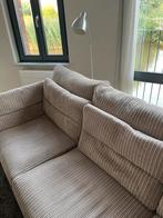 Mooie, grote ribstof bank, beige. Ruime 3 zitter, Huis en Inrichting, Ophalen, Zo goed als nieuw, Stof
