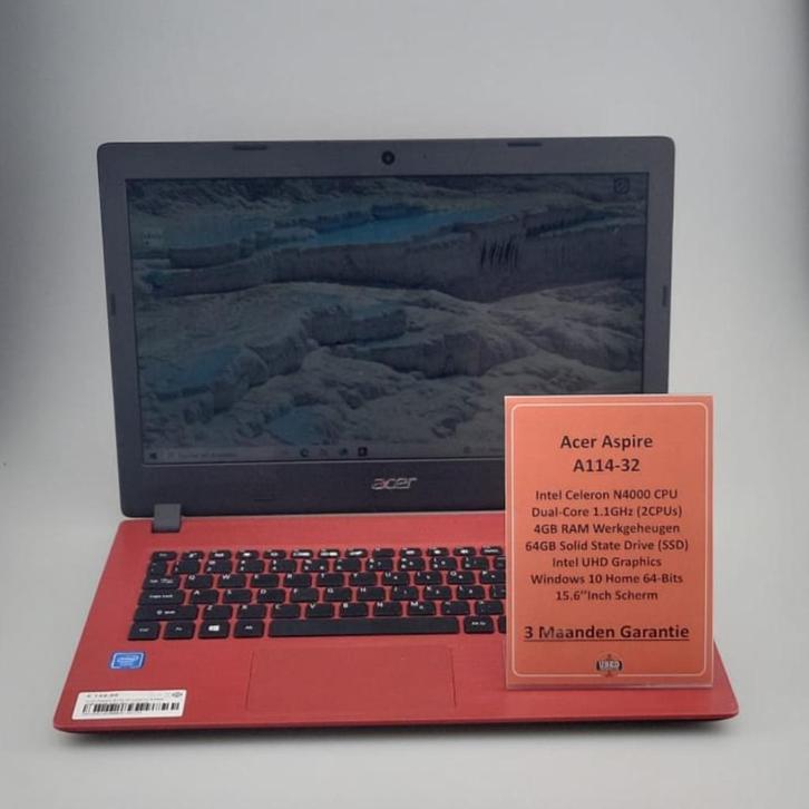 Acer Aspire A114-32 Celeron N4000 4GB/64GB SSD Win 10 Home, Computers en Software, Windows Laptops, Gebruikt
