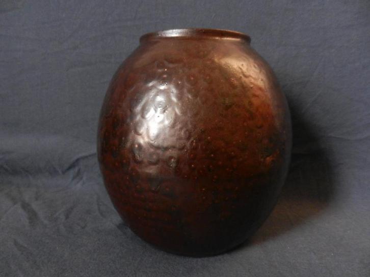 Bruine ellipsvormige vaas De Vier Paddestoelen Utrecht h16,9, Antiek en Kunst, Antiek | Keramiek en Aardewerk, Ophalen of Verzenden