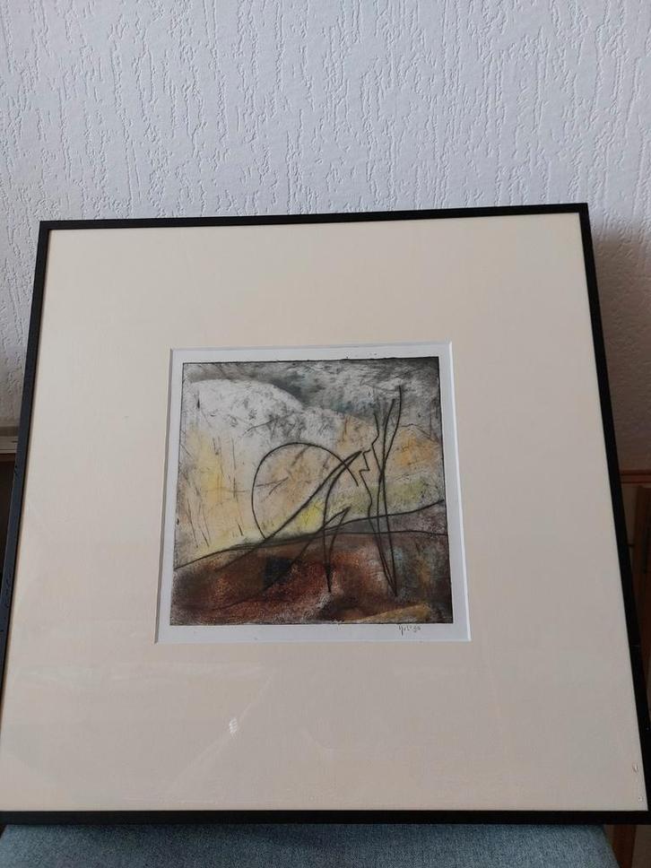 Gesigneerd schilderij HvL '95, mooi ingelijst in BARTH lijst, Antiek en Kunst, Kunst | Tekeningen en Foto's, Ophalen