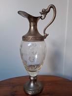 Oude verzilverde wijnkaraf kristal G. Galbiati Italië, Antiek en Kunst, Antiek | Glas en Kristal, Ophalen of Verzenden