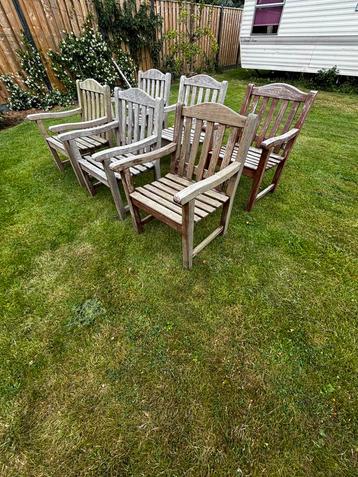 Set van 6 teak houten tuin stoelen beschikbaar voor biedingen