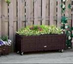 polyrattan verhoogd bed met wielen plantenbak nieuw in doos, Kunststof, Minder dan 60 cm, Rond, Nieuw